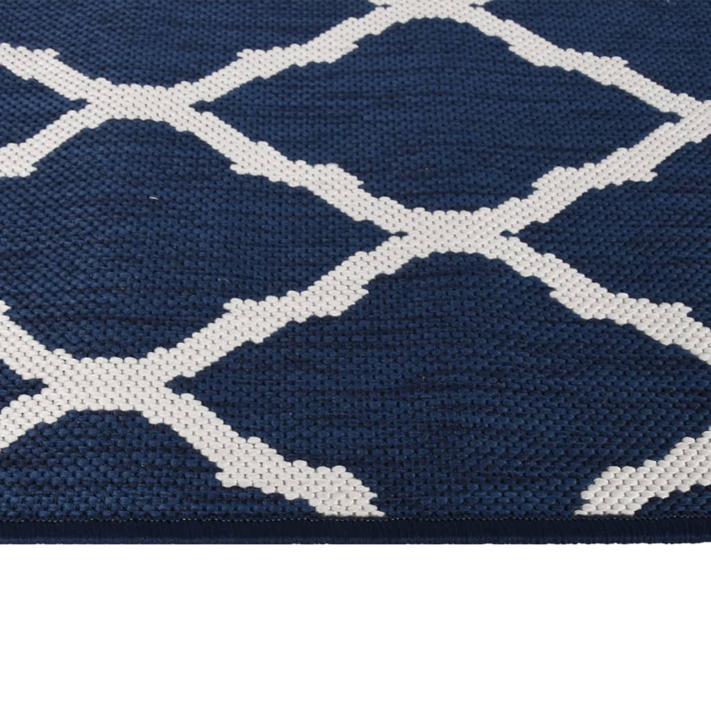 Outdoor Rug Navy and White 80x150 cm Reversible Design