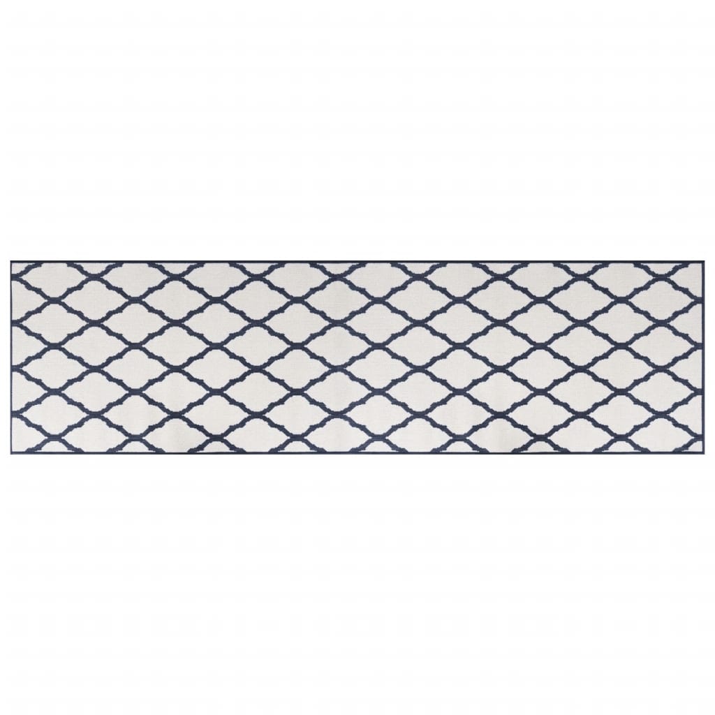 Outdoor Rug Navy and White 80x250 cm Reversible Design