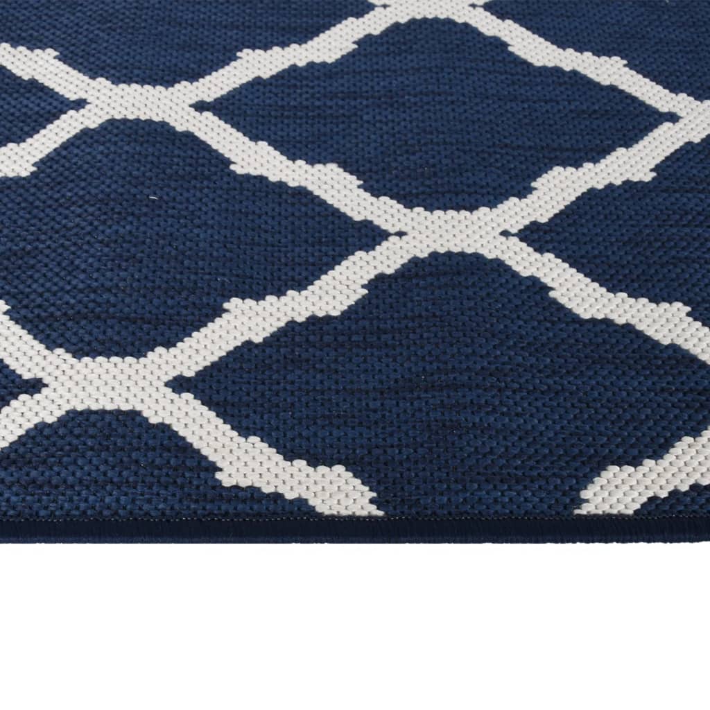 Outdoor Rug Navy and White 80x250 cm Reversible Design