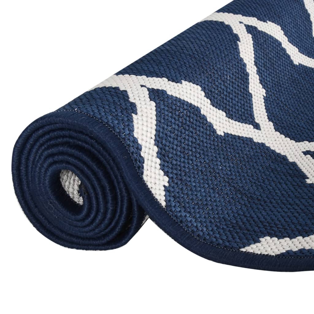 Outdoor Rug Navy and White 80x250 cm Reversible Design