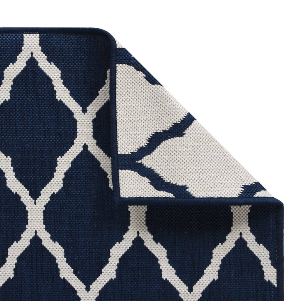 Outdoor Rug Navy and White 80x250 cm Reversible Design