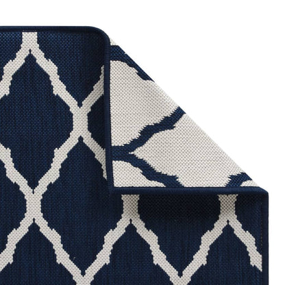 Outdoor Rug Navy and White 80x250 cm Reversible Design