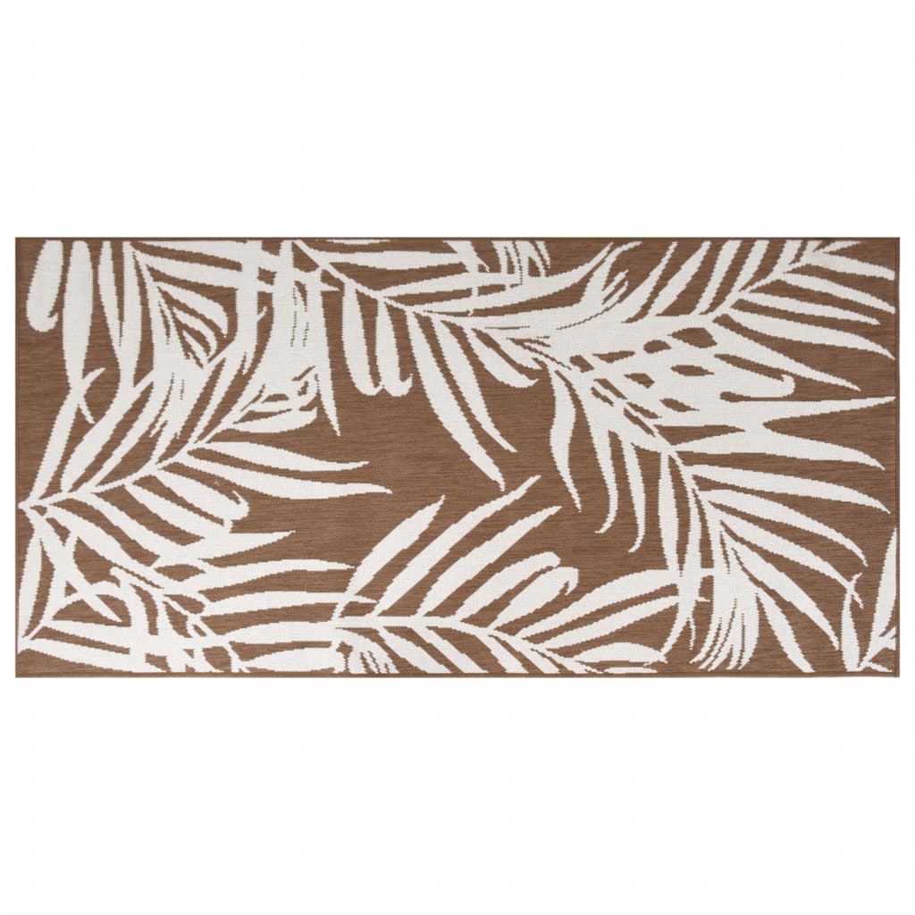 Outdoor Rug Brown and White 80x150 cm Reversible Design