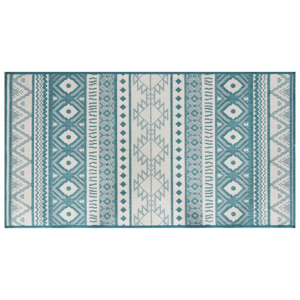 Outdoor Rug Aqua and White 80x150 cm Reversible Design
