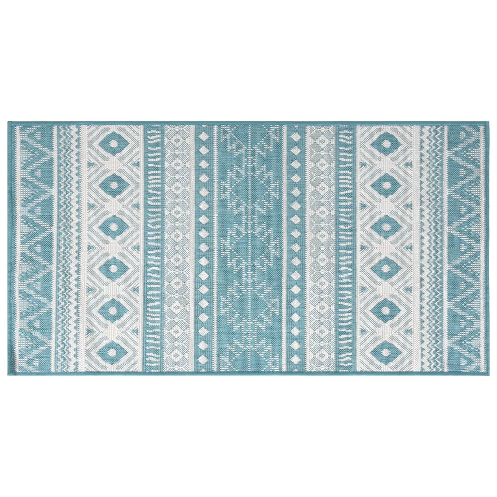 Outdoor Rug Aqua and White 80x150 cm Reversible Design