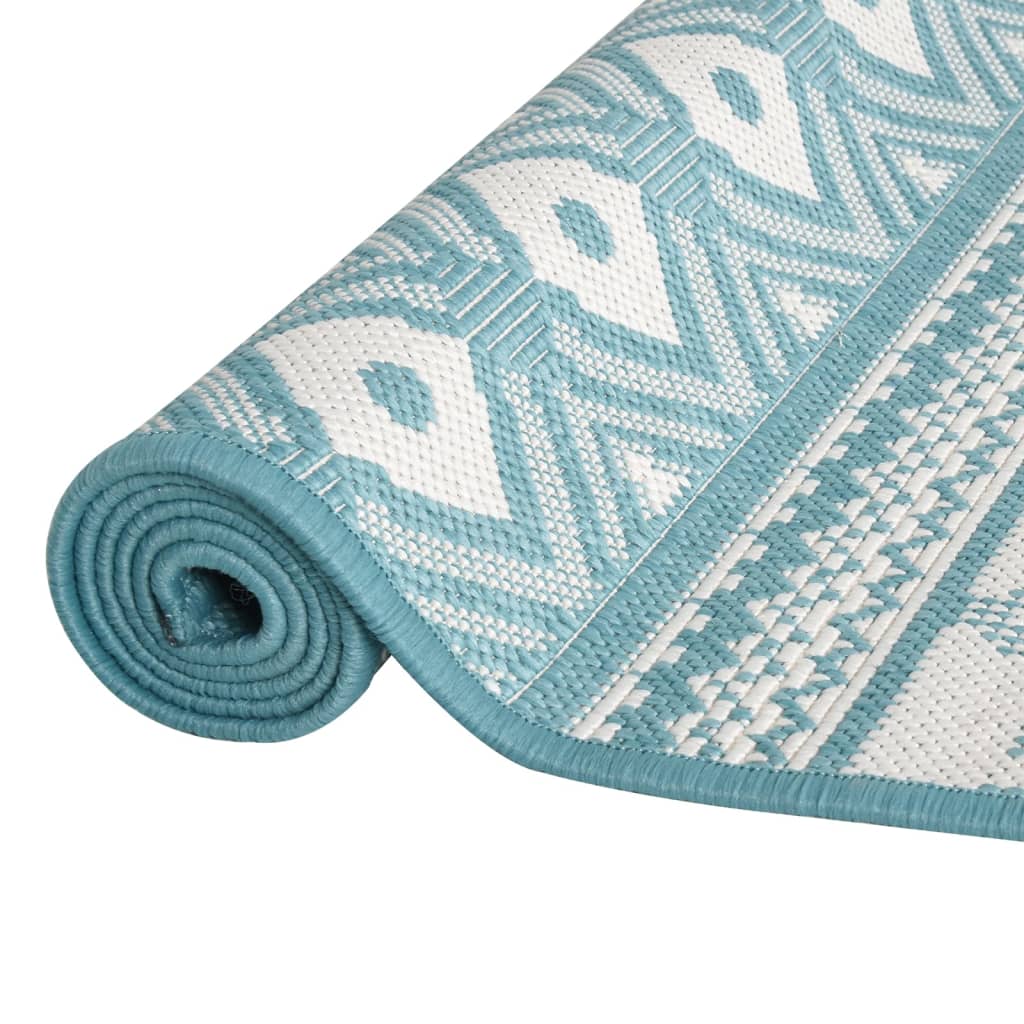 Outdoor Rug Aqua and White 80x150 cm Reversible Design