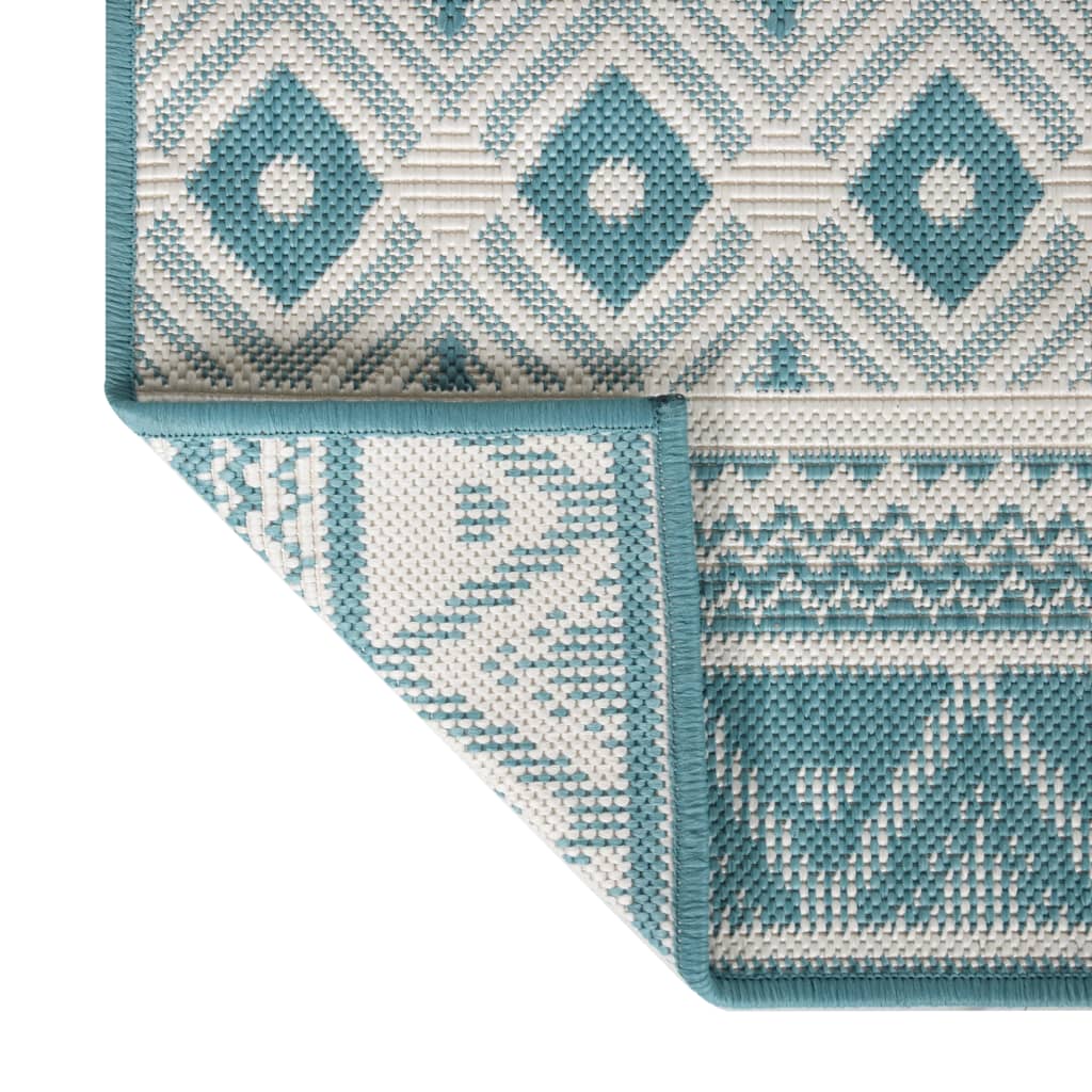 Outdoor Rug Aqua and White 80x150 cm Reversible Design