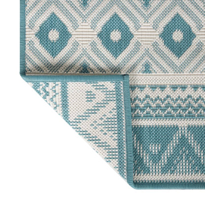 Outdoor Rug Aqua and White 80x150 cm Reversible Design