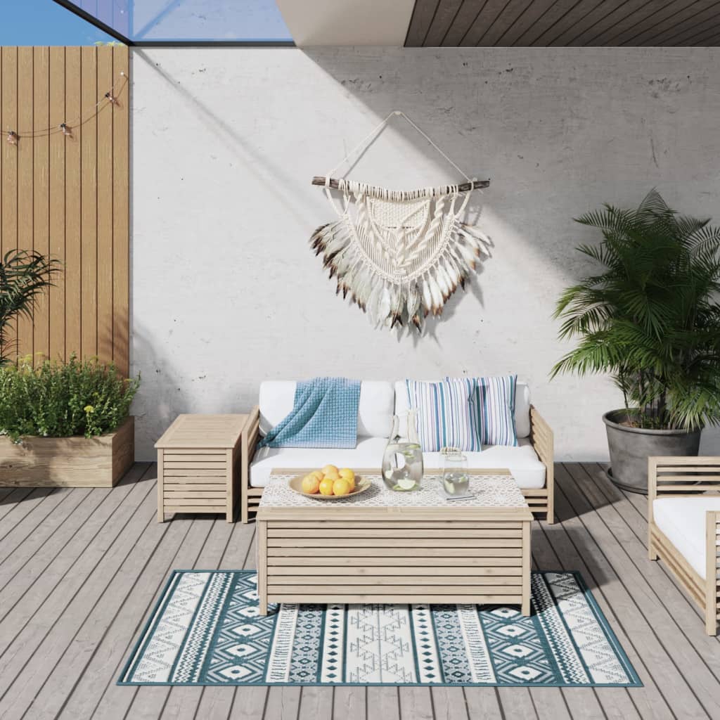 Outdoor Rug Aqua and White 80x150 cm Reversible Design
