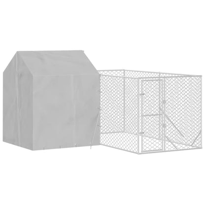 Outdoor Dog Kennel with Roof Silver 4x4x2.5 m Galvanised Steel