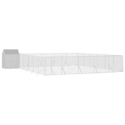 Outdoor Dog Kennel with Roof Silver 12x12x2.5 m Galvanised Steel