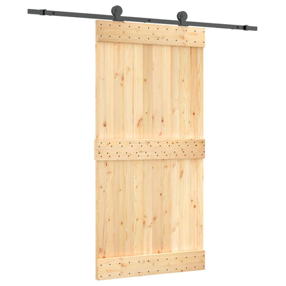 Sliding Door with Hardware Set 100x210 cm Solid Wood Pine