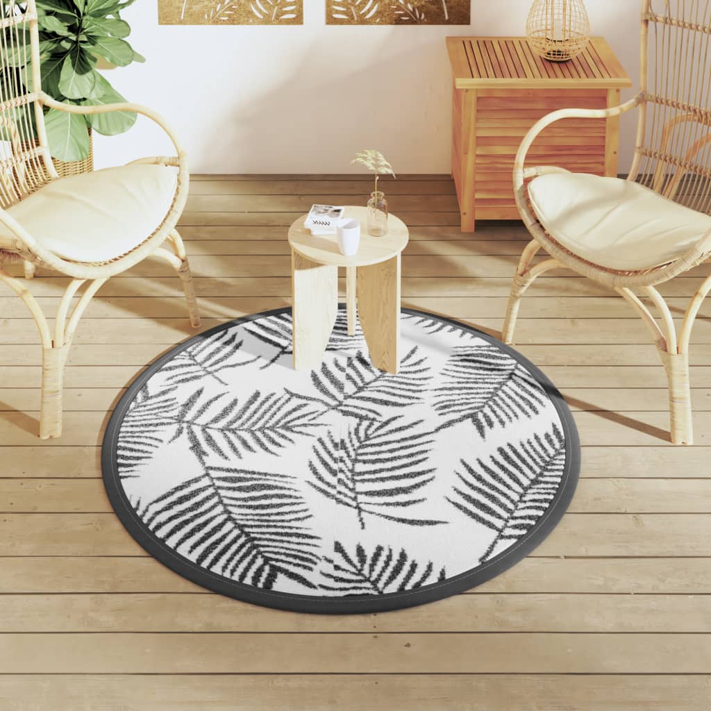 Outdoor Carpet ARAKIL White and Black Ø120 cm PP
