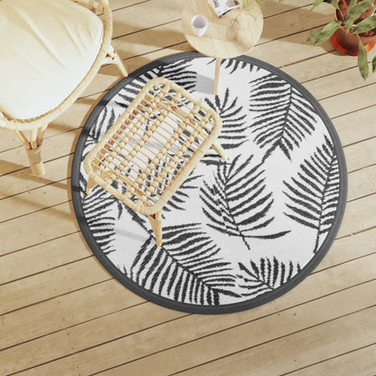 Outdoor Carpet ARAKIL White and Black Ø120 cm PP