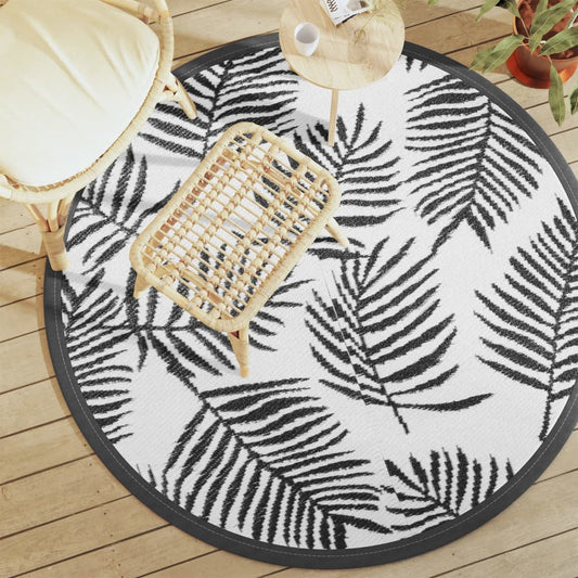 Outdoor Carpet ARAKIL White and Black Ø160 cm PP