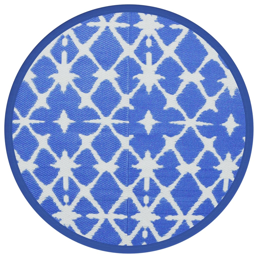 Outdoor Carpet ARAKIL Blue and White Ø120 cm PP