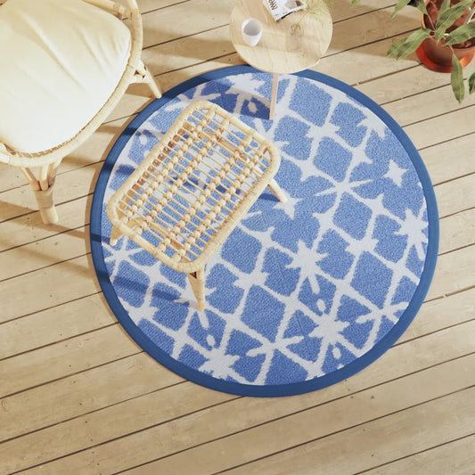 Outdoor Carpet ARAKIL Blue and White Ø120 cm PP
