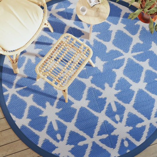 Outdoor Carpet ARAKIL Blue and White Ø200 cm PP