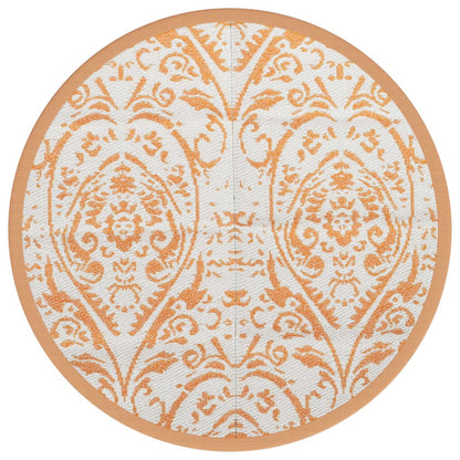 Outdoor Carpet ARAKIL Orange and White Ø120 cm PP