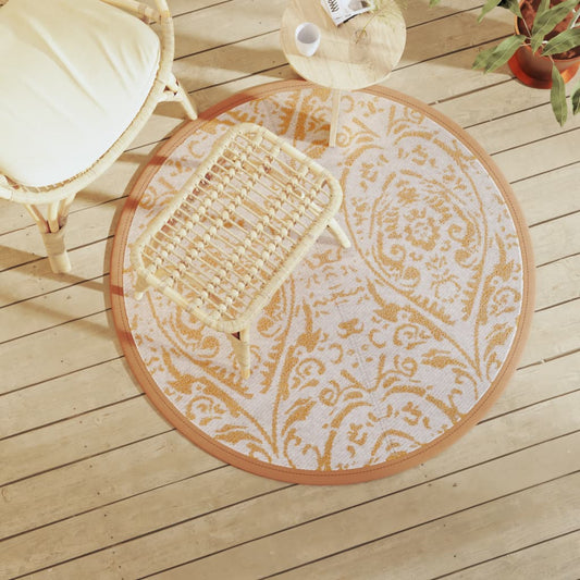Outdoor Carpet ARAKIL Orange and White Ø120 cm PP
