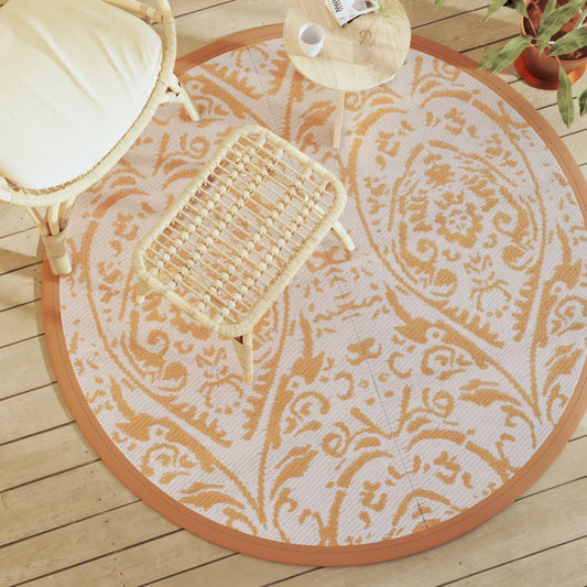 Outdoor Carpet ARAKIL Orange and White Ø160 cm PP