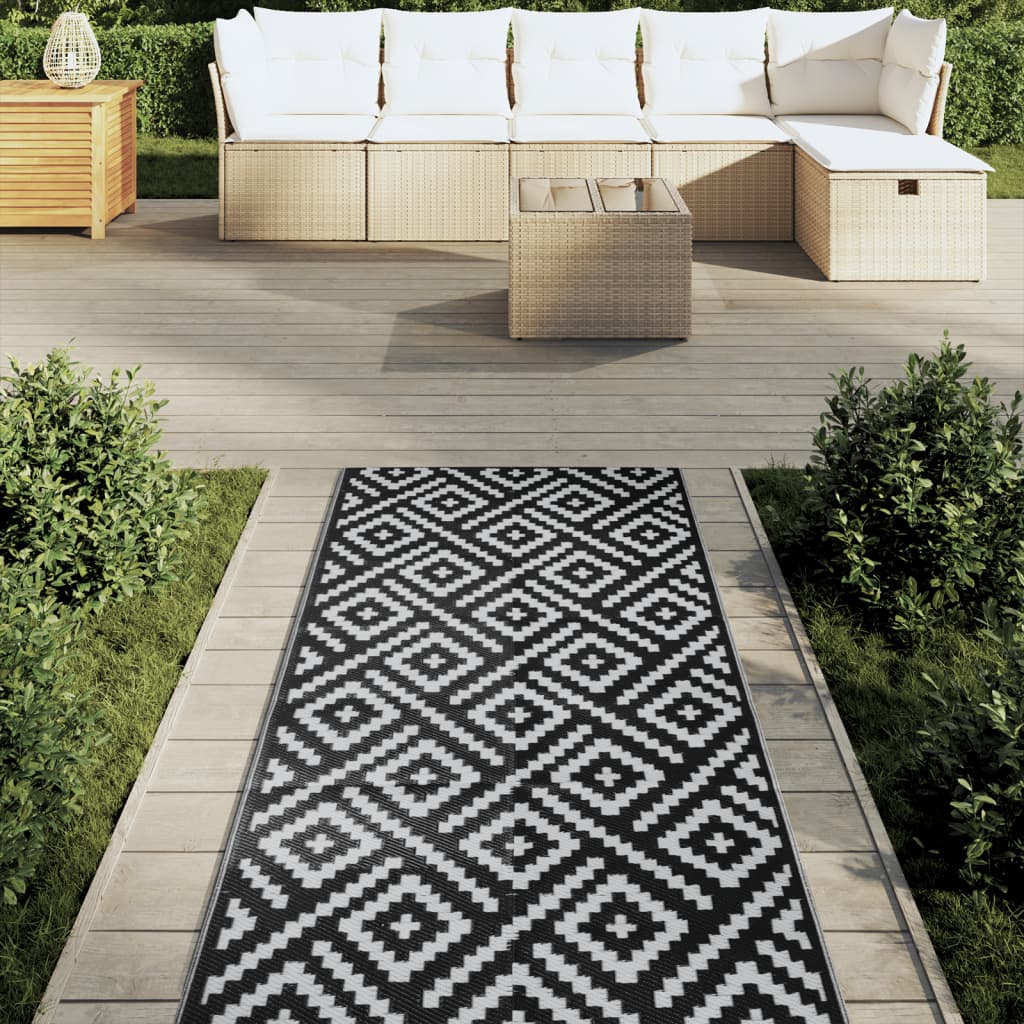 Outdoor Carpet ARAKIL White and Black 80x250 cm PP