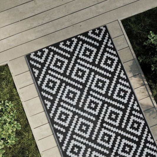 Outdoor Carpet ARAKIL White and Black 80x250 cm PP