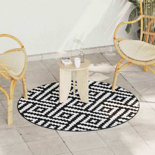 Outdoor Carpet ARAKIL White and Black Ø120 cm PP