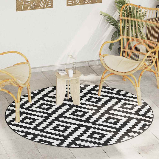 Outdoor Carpet ARAKIL White and Black Ø200 cm PP