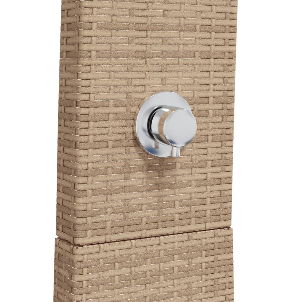 Outdoor Shower Beige 55x60x224 cm Poly Rattan and Acacia Wood