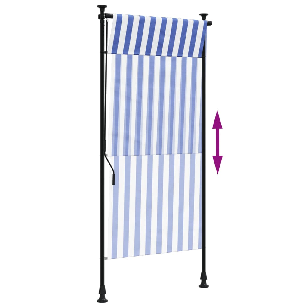 Outdoor Roller Blind Blue and White 100x270 cm Fabric&Steel