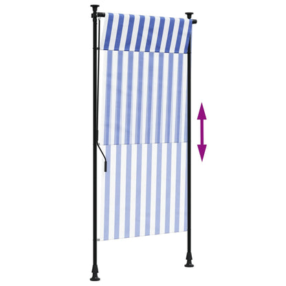 Outdoor Roller Blind Blue and White 100x270 cm Fabric&Steel