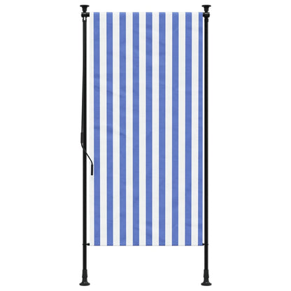 Outdoor Roller Blind Blue and White 120x270 cm Fabric&Steel