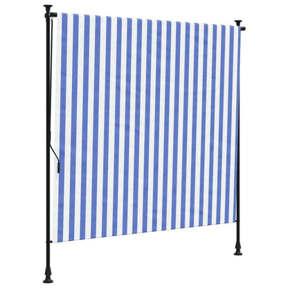 Outdoor Roller Blind Blue and White 150x270 cm Fabric&Steel