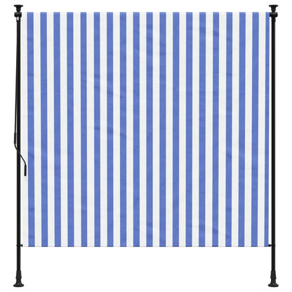 Outdoor Roller Blind Blue and White 150x270 cm Fabric&Steel