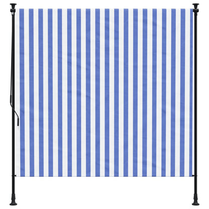 Outdoor Roller Blind Blue and White 200x270 cm Fabric&Steel