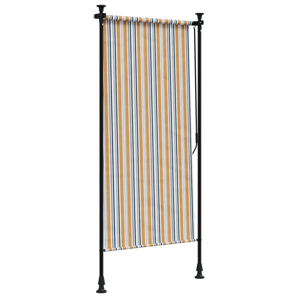 Outdoor Roller Blind Yellow and White 120x270 cm Fabric&Steel