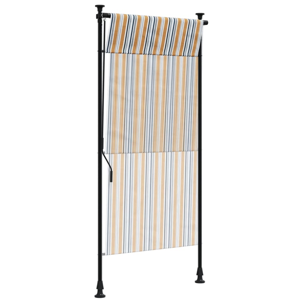 Outdoor Roller Blind Yellow and White 120x270 cm Fabric&Steel