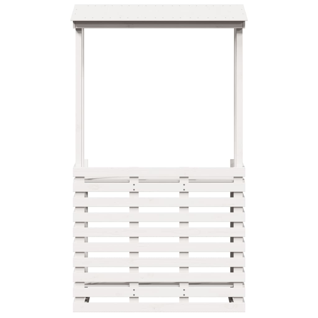 Outdoor Bar Table with Roof White 112.5x57x195.5 cm Solid Wood