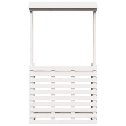 Outdoor Bar Table with Roof White 112.5x57x195.5 cm Solid Wood