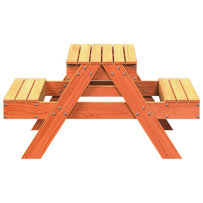 Picnic Table with Sandpit for Kids Wax Brown Solid Wood Pine