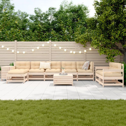 10 Piece Garden Sofa Set Solid Wood Pine