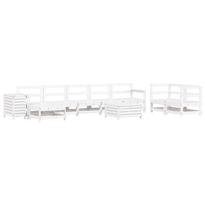 10 Piece Garden Sofa Set White Solid Wood Pine