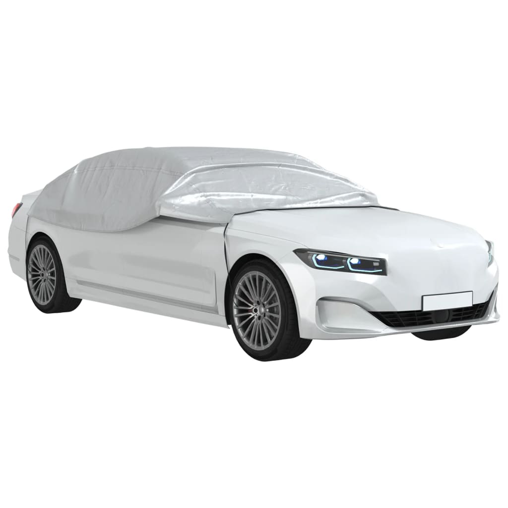 Half Car Cover with Hooks Silver L