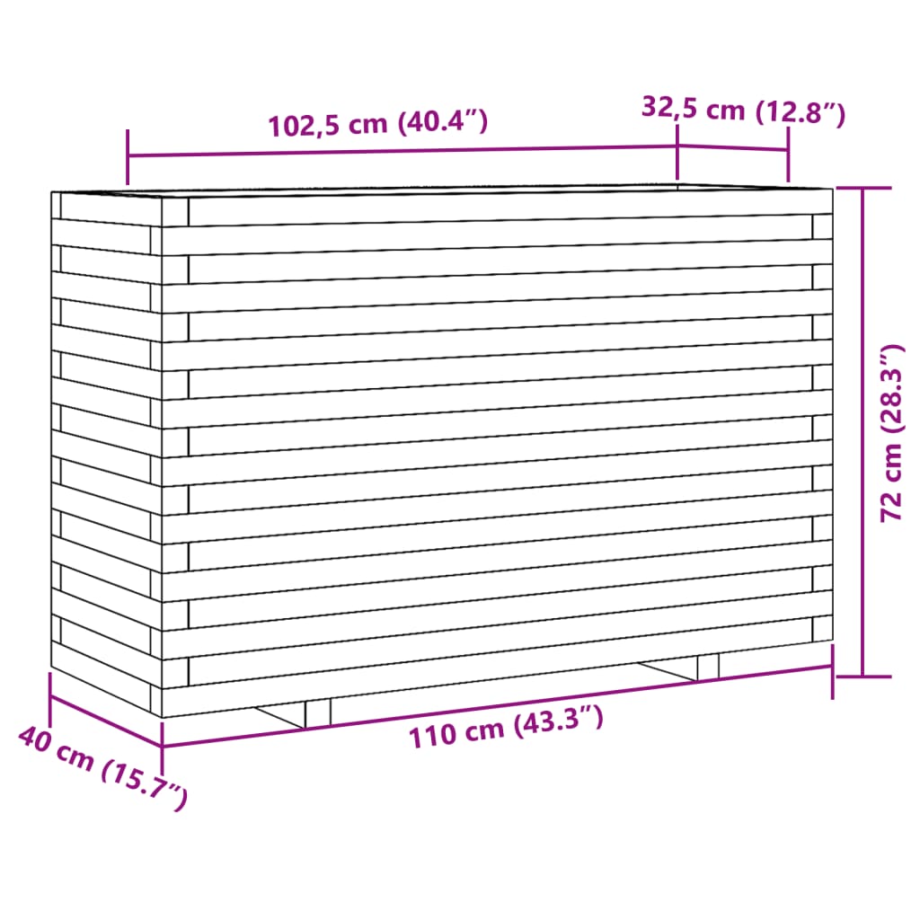 Garden Planter 110x40x72 cm Solid Wood Douglas