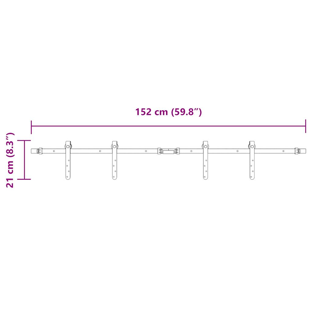 Sliding Cabinet Door Kit 152 cm Carbon Steel