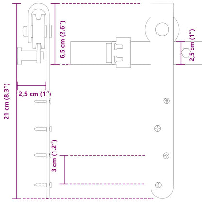 Sliding Cabinet Door Kit 152 cm Carbon Steel