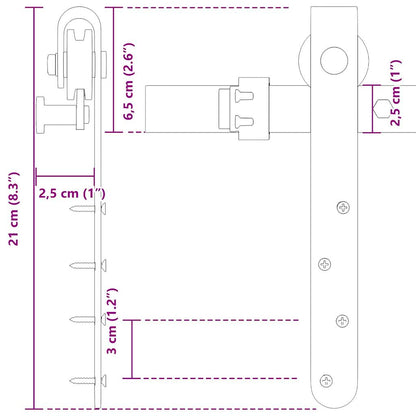  Sliding Cabinet Door Kit 183 cm Carbon Steel