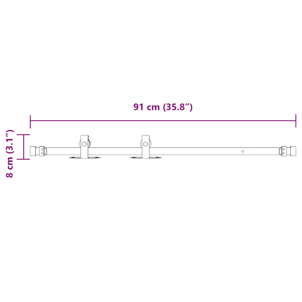Sliding Cabinet Door Kit 91 cm Carbon Steel