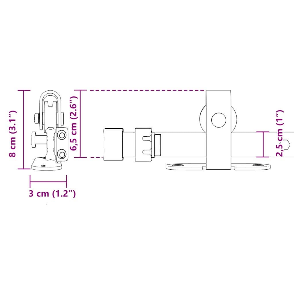  Sliding Cabinet Door Kit 122 cm Carbon Steel